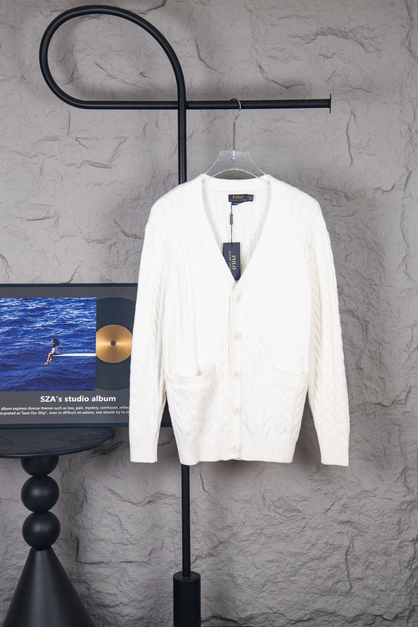 P260 2025SS Ralph Lauren Classic War Horse Small Label Twist Sweater Cardigan, the same style for men and women, this year's most popular half-zip series, made of 100% cotton material Color: Navy Blue White Gray Khaki Size: S M L XL